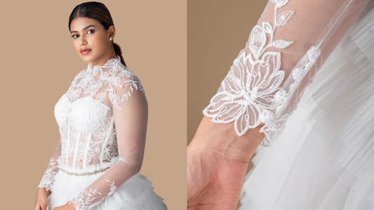 Embroidered Gown Long Sleeve | Designer Bridal Wear