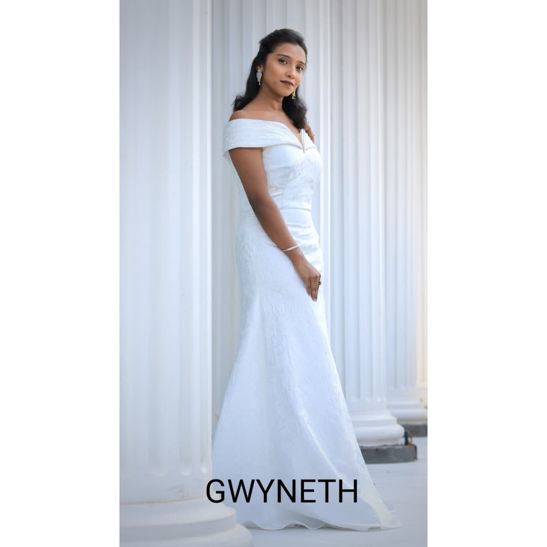 Close-up of Gwyneth gown embroidery wholesale couture fabric