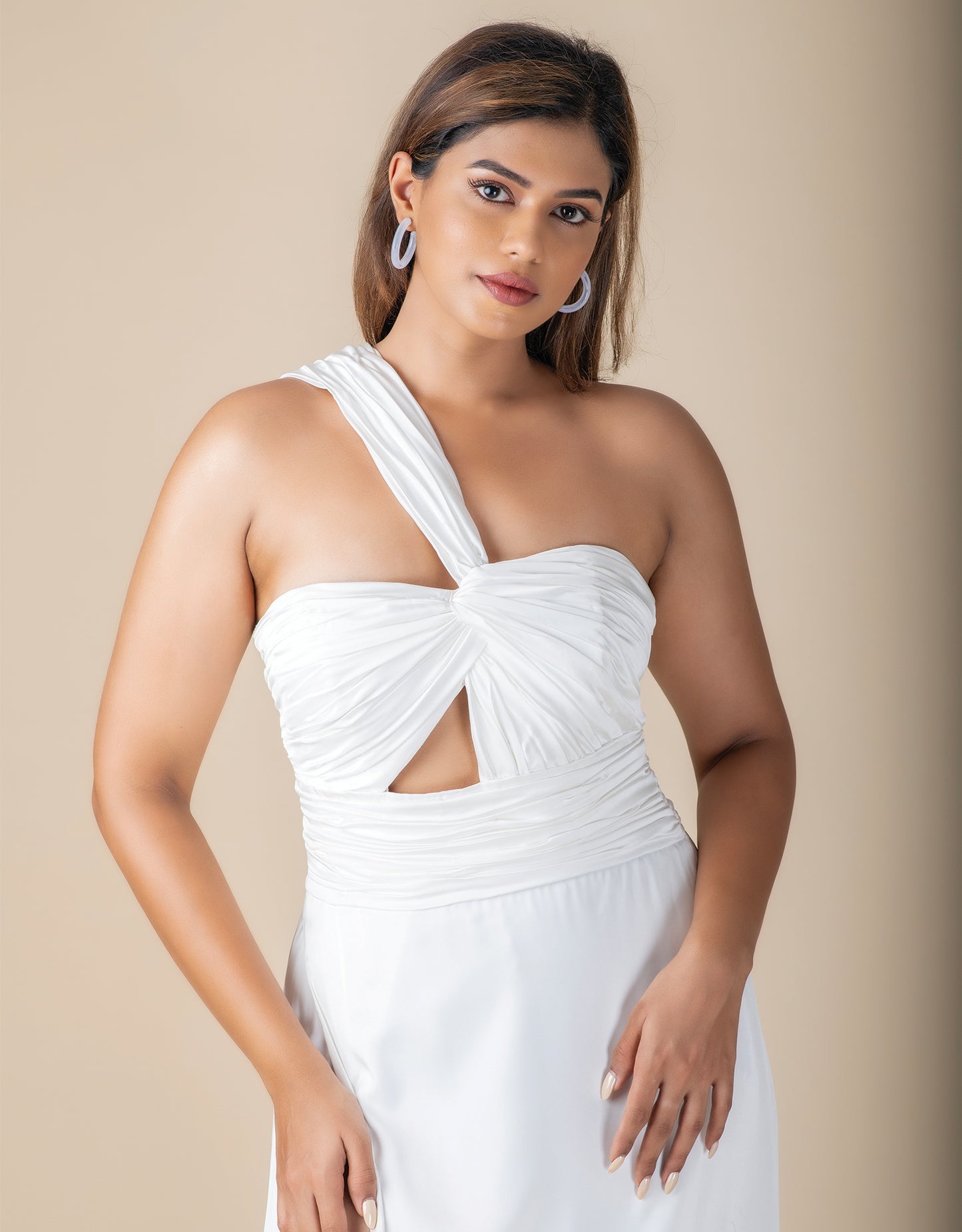 Side angle of Florence gown silhouette wholesale couture