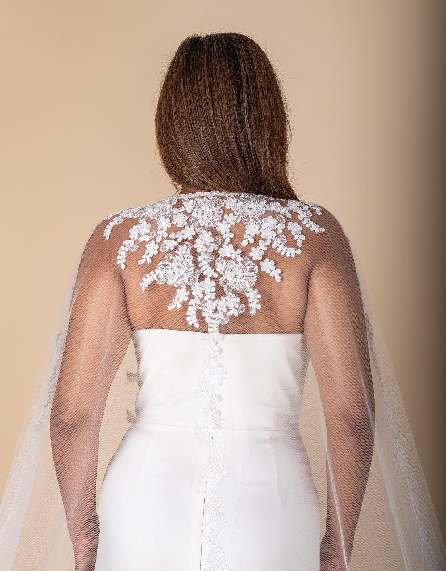 Additional angle of Denis cape wholesale couture accessory
