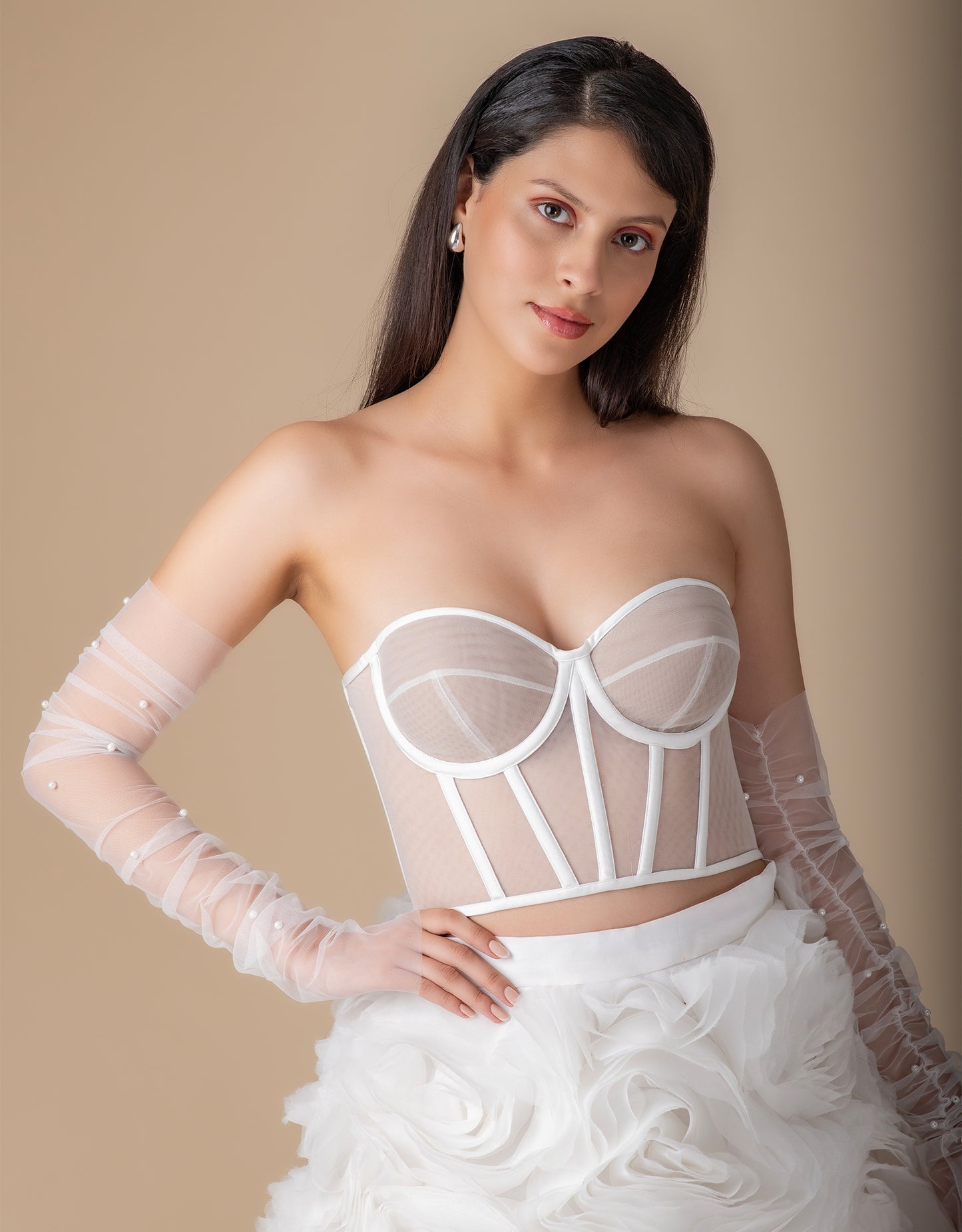 Close embroidery and waist detail of Avignon Skirt wholesale