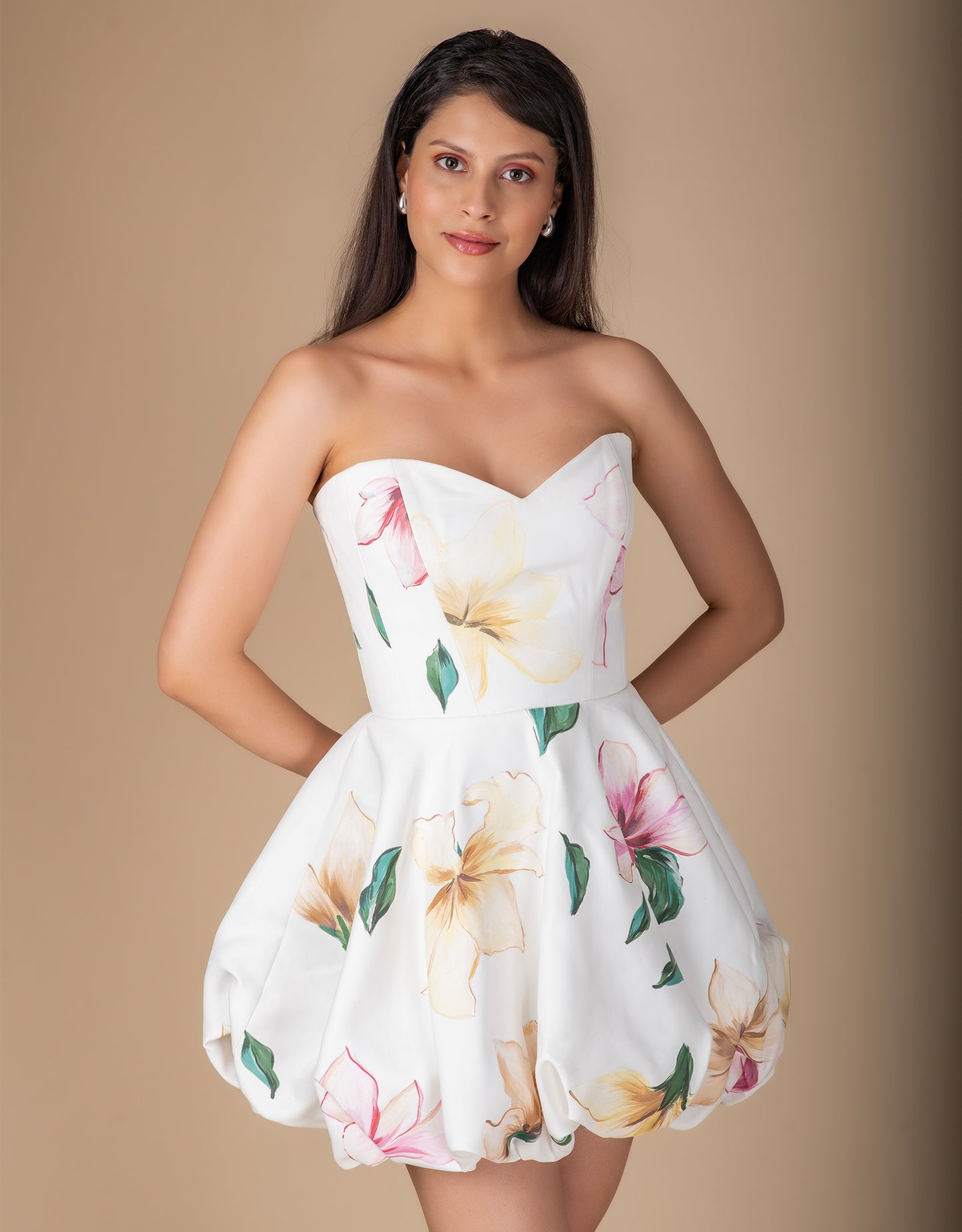 Side profile of Merces couture gown wholesale