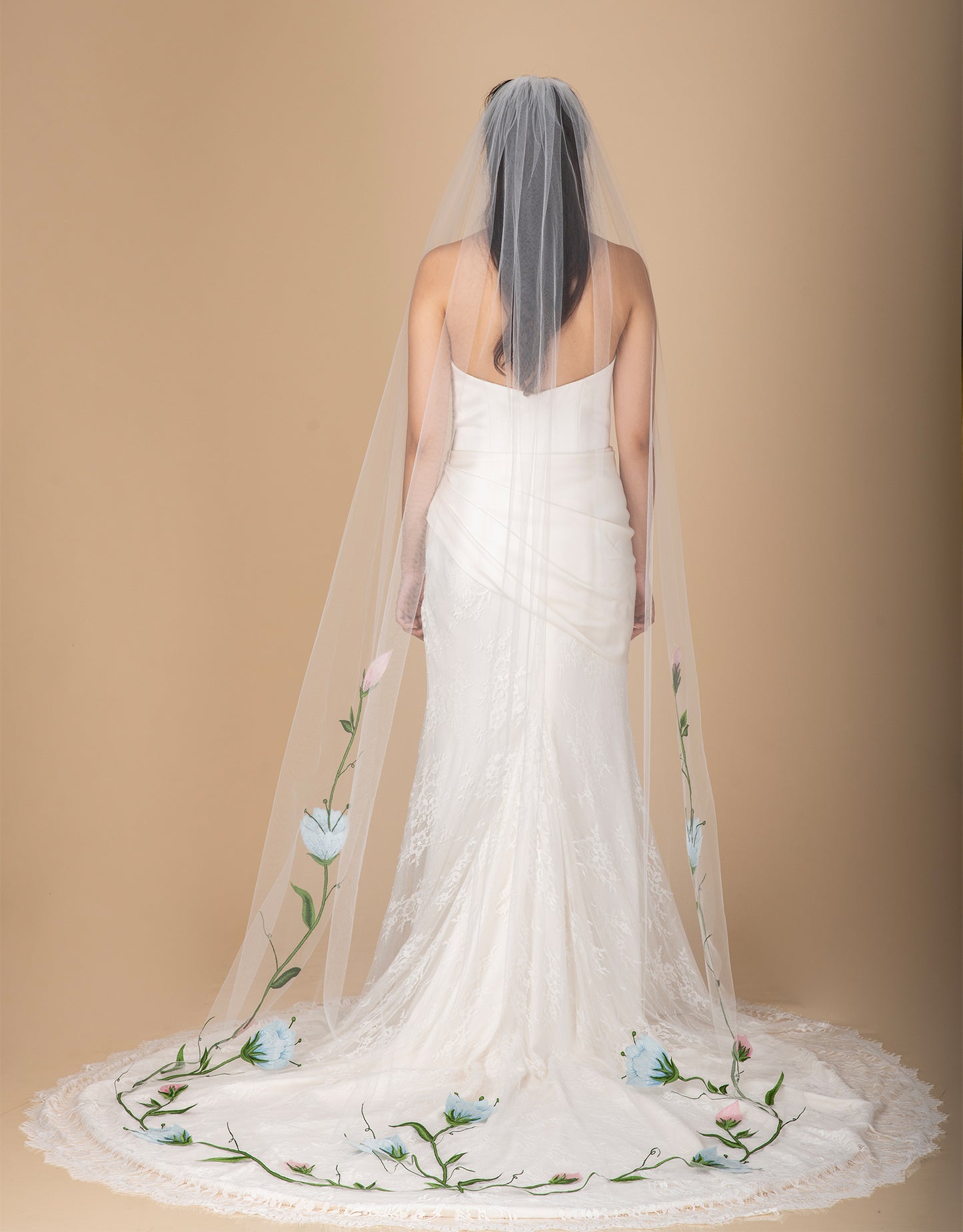 Botanical Veil wholesale embroidery bridal lace front