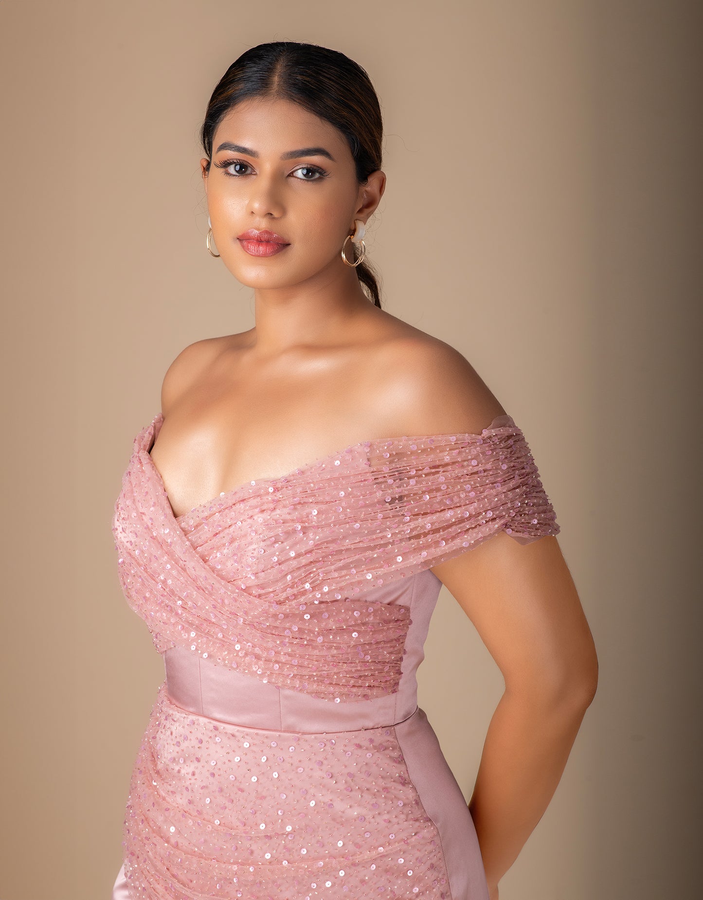 Side angle of Marseille gown wholesale