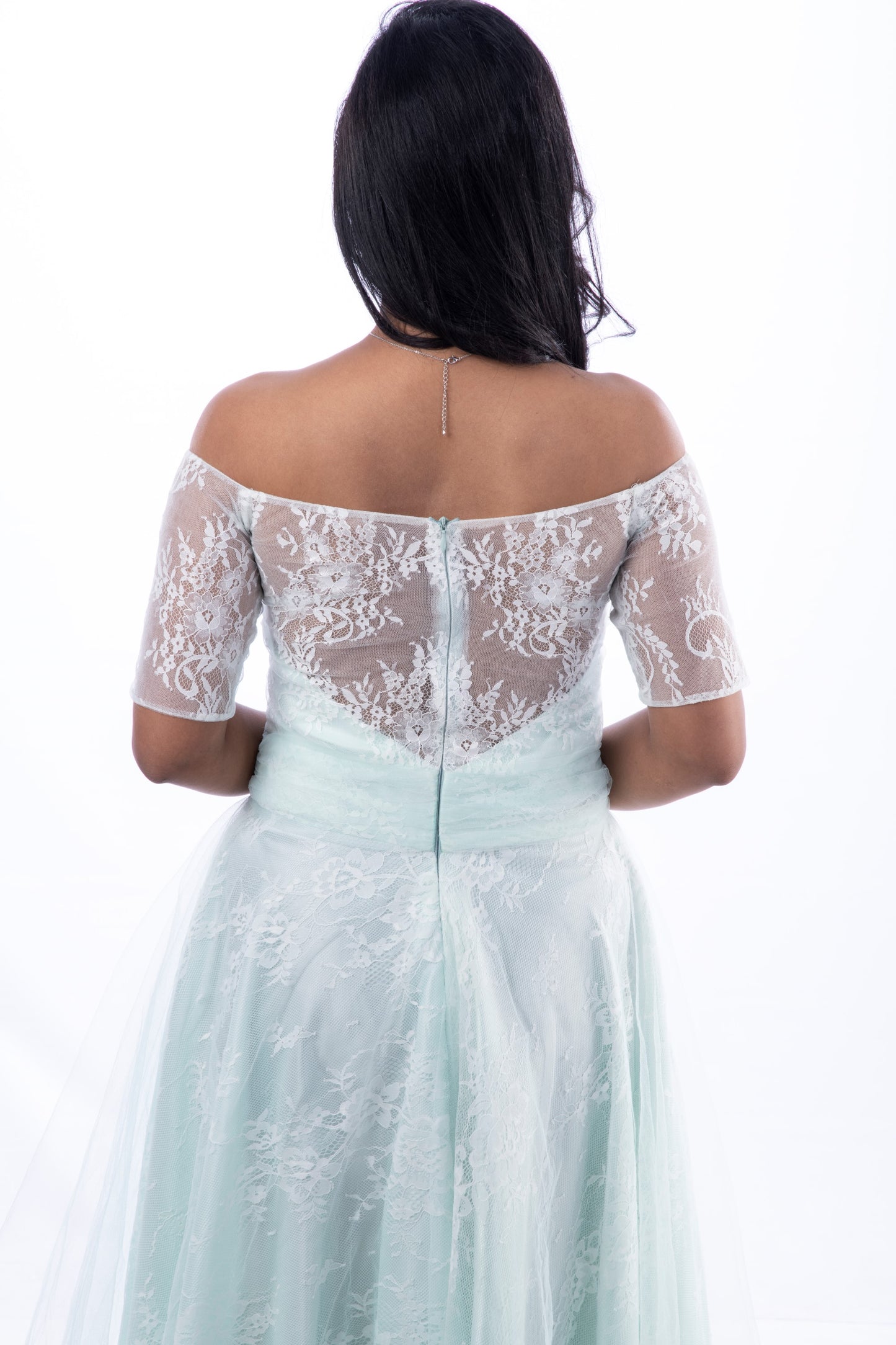 Barbara couture gown back view with train wholesale