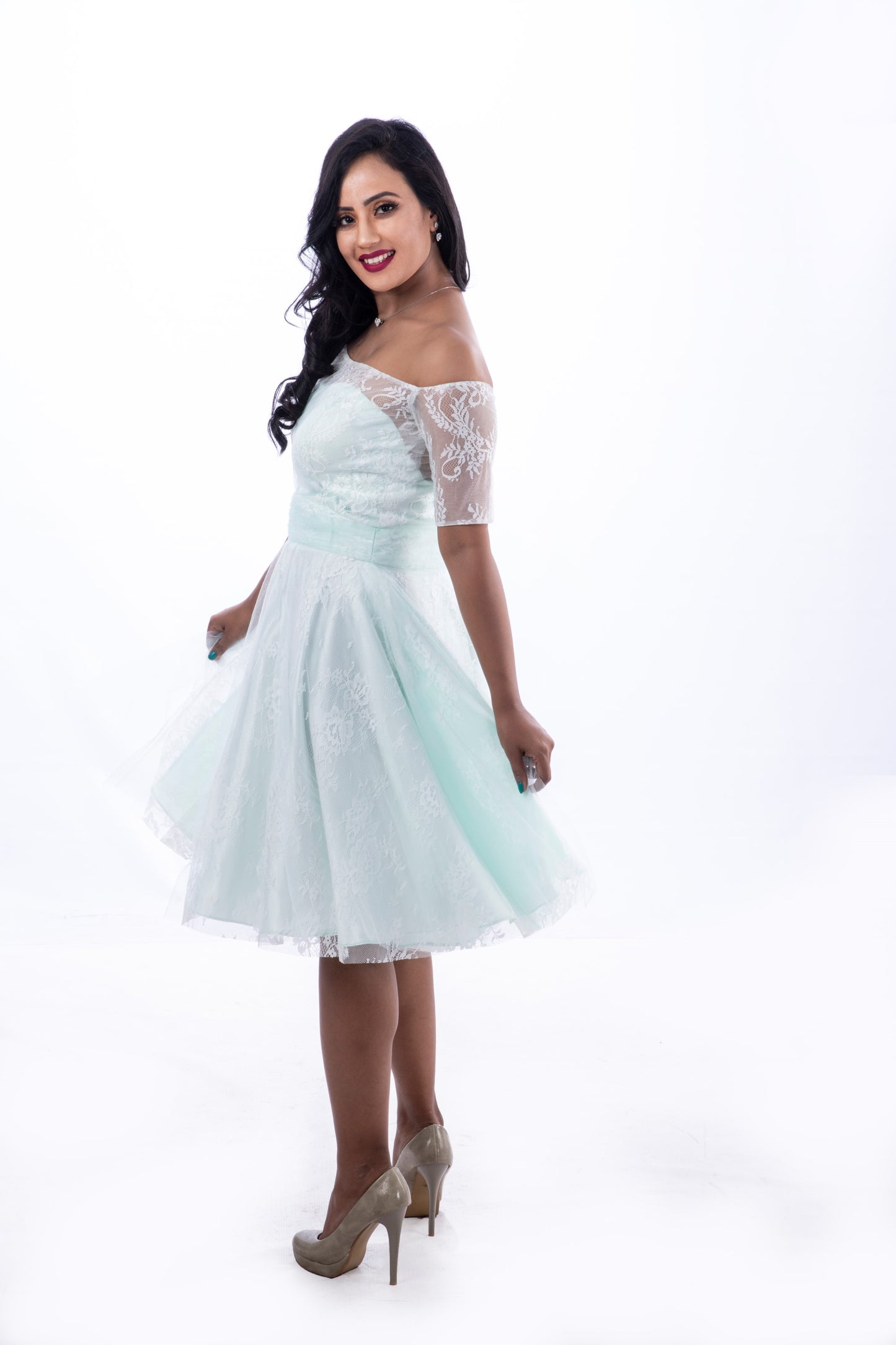 Side view of Barbara couture bridal gown wholesale