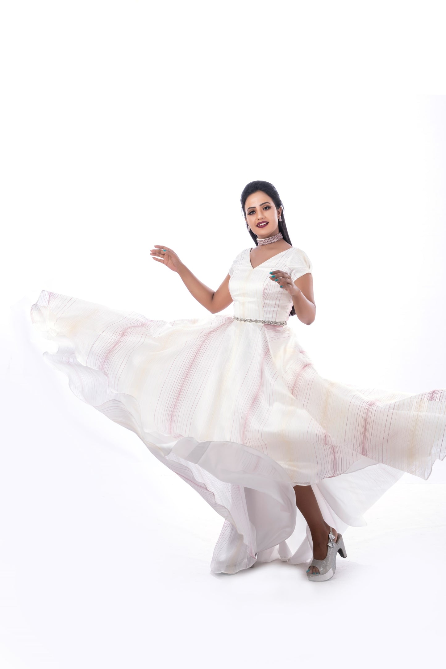 Train detail embroidery of Betty gown wholesale