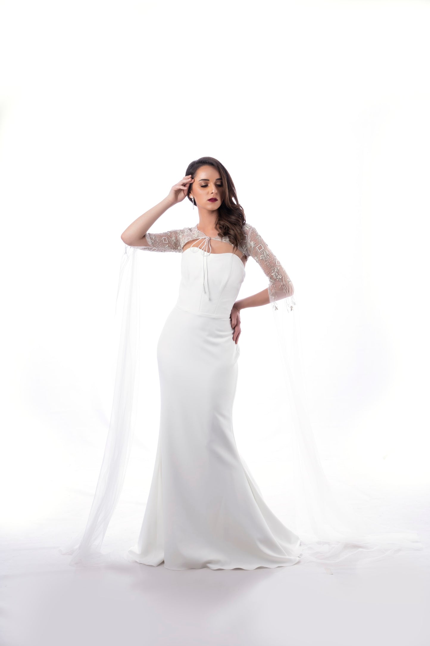 Extra angle of Ivana Cape wholesale bridal couture accessory